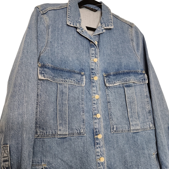 New ZARA Women's Festival  Denim Long Sleeve Romper/Jumpsuit - Size Medium - Picture 4 of 5